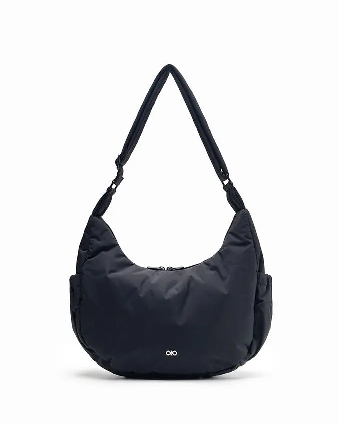 XL POSH CRESCENT BAG IN JET BLACK TSL Singapore
