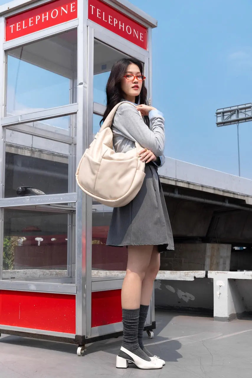 SIGNATURE POCKET SLOUCHY HOBO IN CHALK TSL Singapore