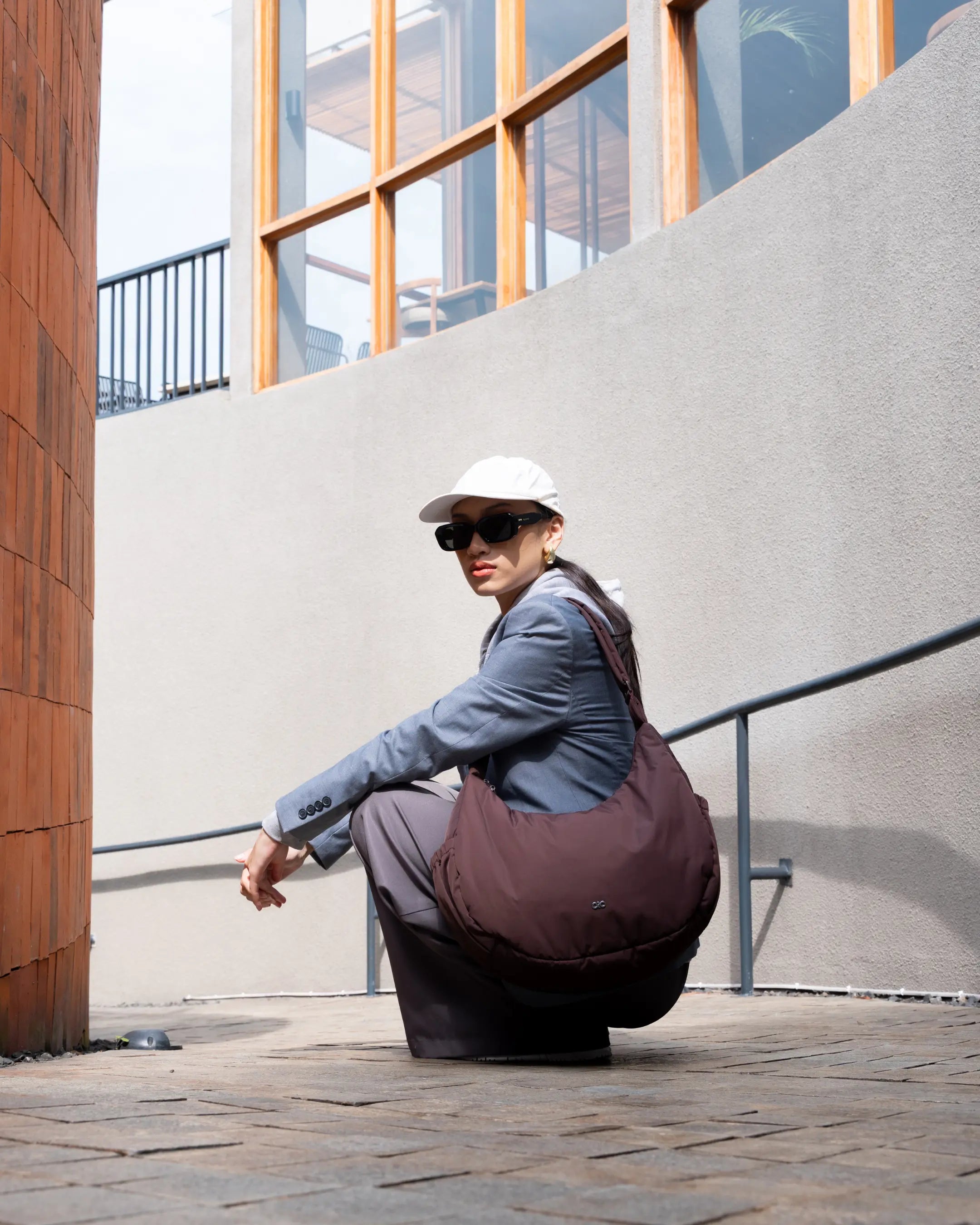 XL POSH CRESCENT BAG IN CHOCO TSL Singapore