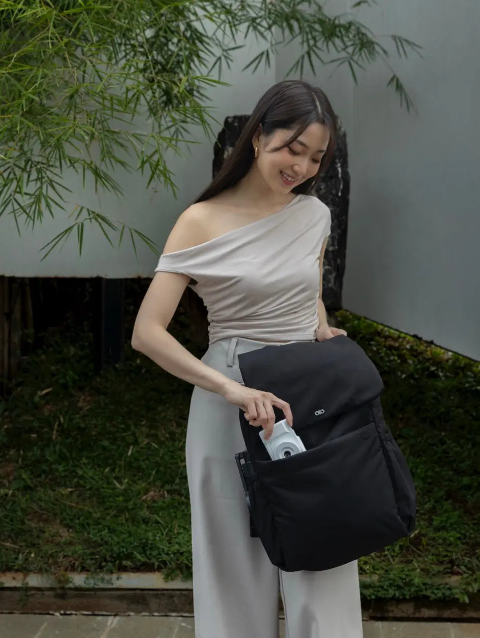 COSY LUXE UTILITY BACKPACK IN JET BLACK TSL Singapore