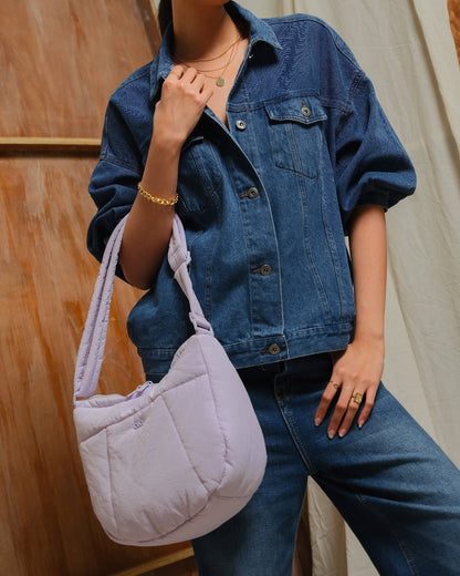 COSY PUFFY CROSSBODY BAG IN LILAC