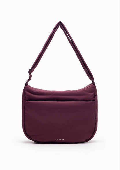 POSH PUFFY CROSSBODY BAG IN WINE