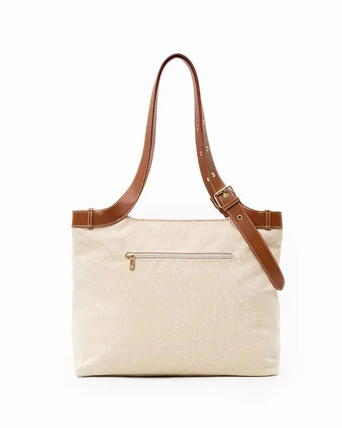 CALLY CANVAS SIGNATURE POCKET TOTE BAG - The Sophia Label