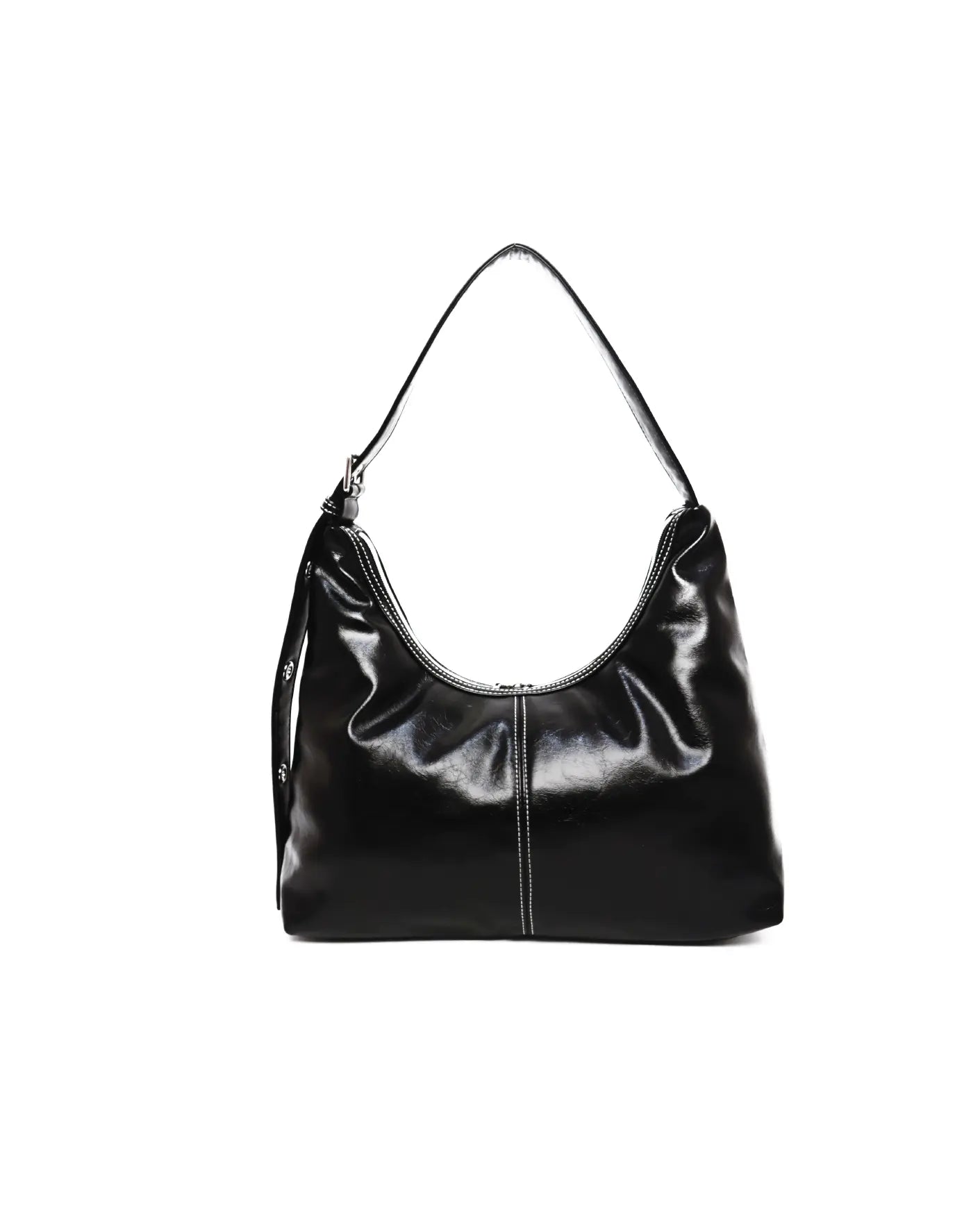SIGNATURE POCKET LEATHER HOBO BAG IN BLACK TSL Singapore