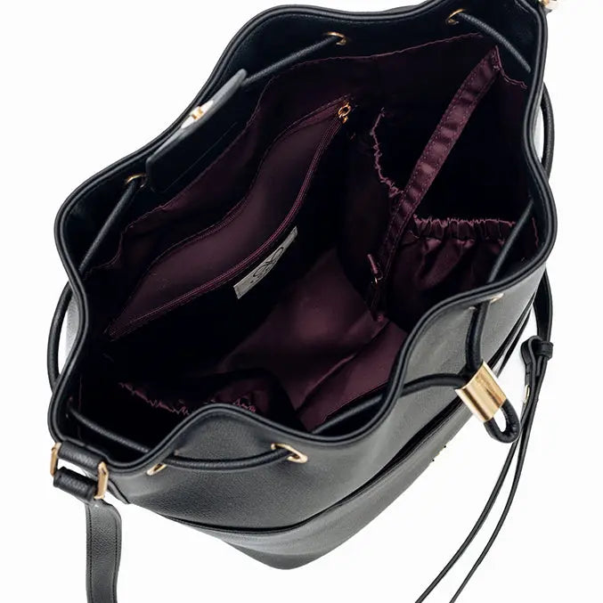 IMPERFECTLY YOURS BUCKET BAG IN BLACK 