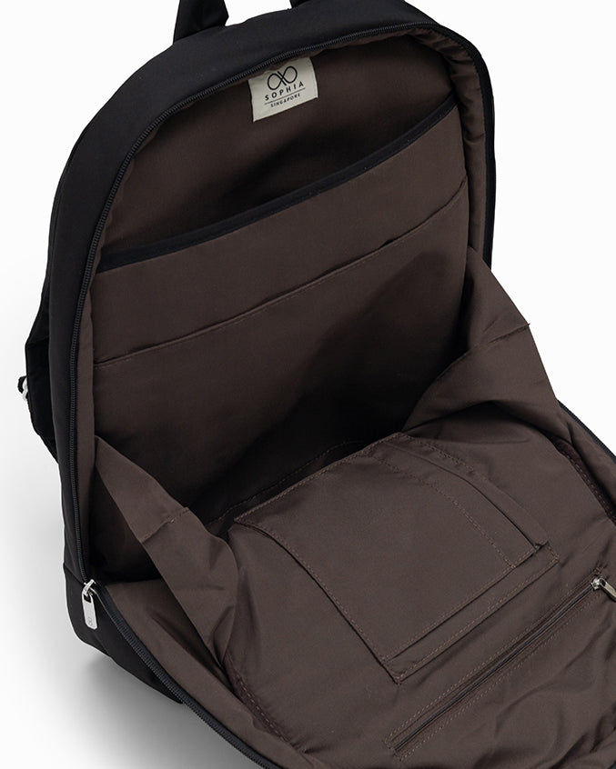 COSY LUXE XL COMMUTER BACKPACK IN JET BLACK
