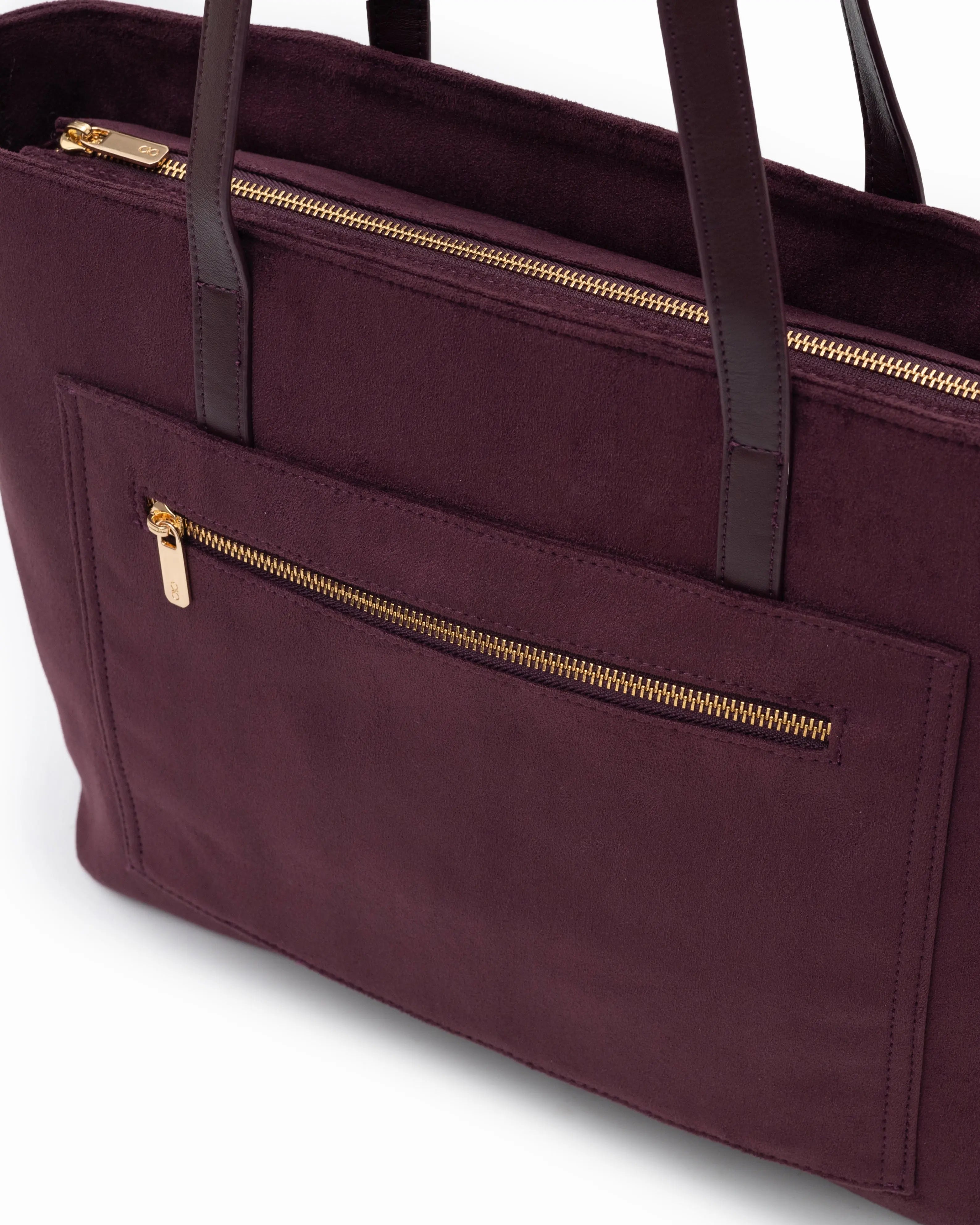 VALENTINA SUEDE TOTE BAG IN BURGUNDY TSL Singapore