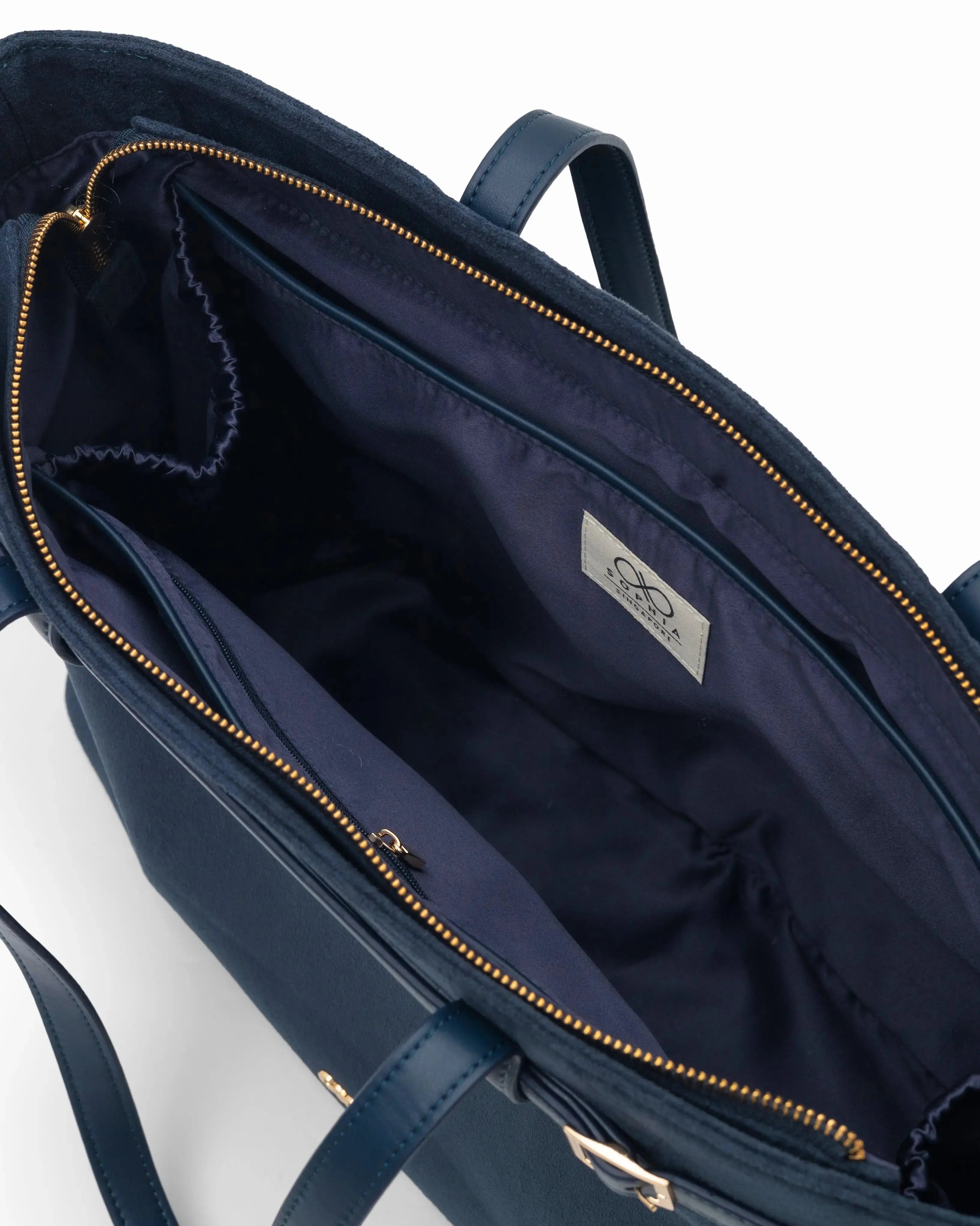 VALENTINA SUEDE TOTE BAG IN PRUSSIAN BLUE TSL Singapore