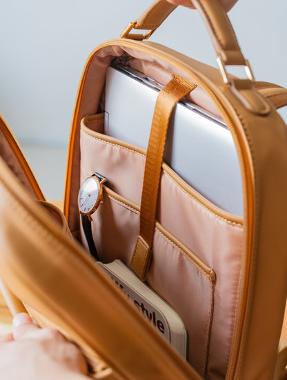 RHEA MAGIC LAPTOP BACKPACK IN CAMEL