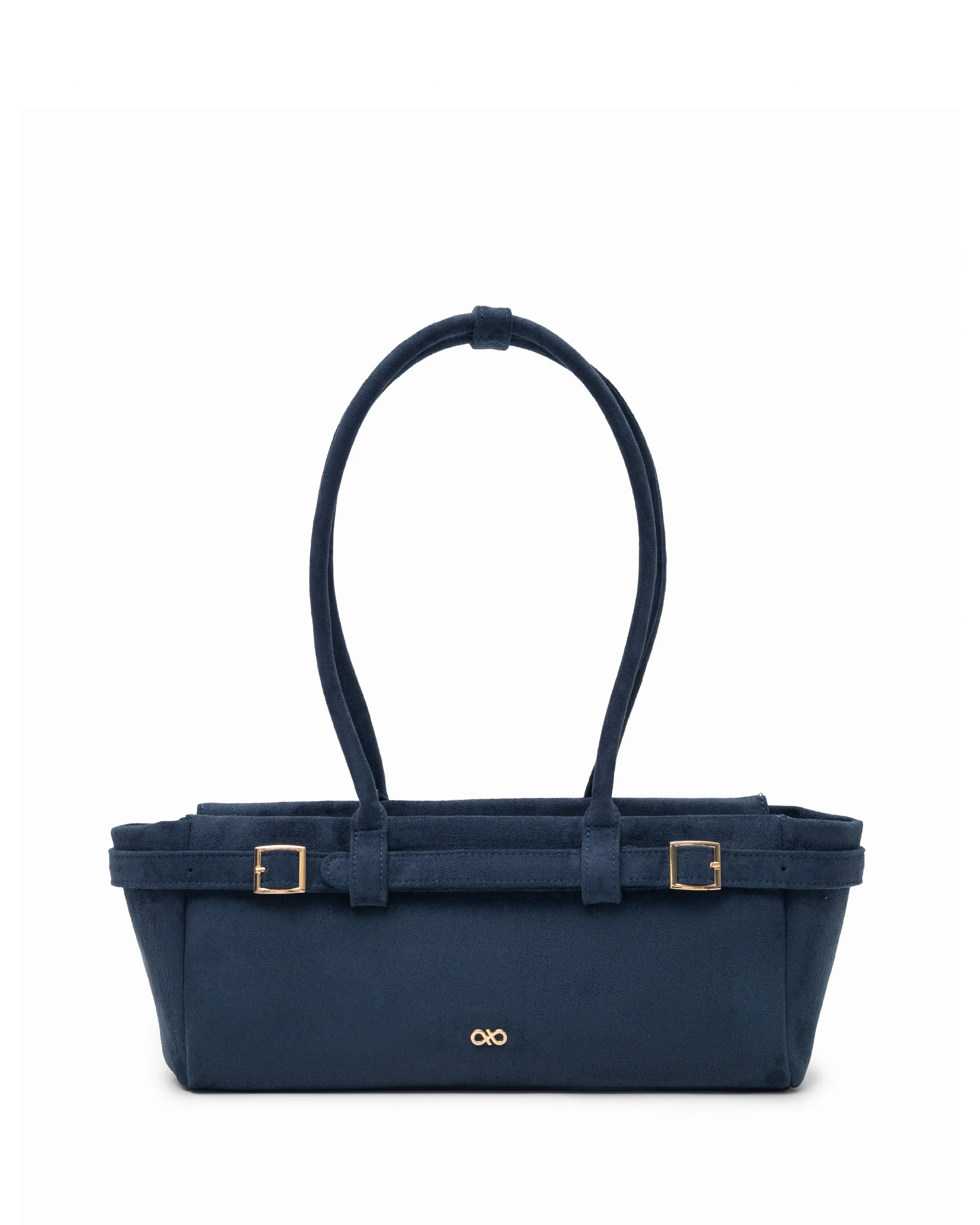 VALENTINA SUEDE BAGUETTE BAG IN PRUSSIAN BLUE