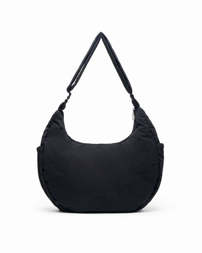 XL COSY PUFFY CROSSBODY BAG IN JET BLACK