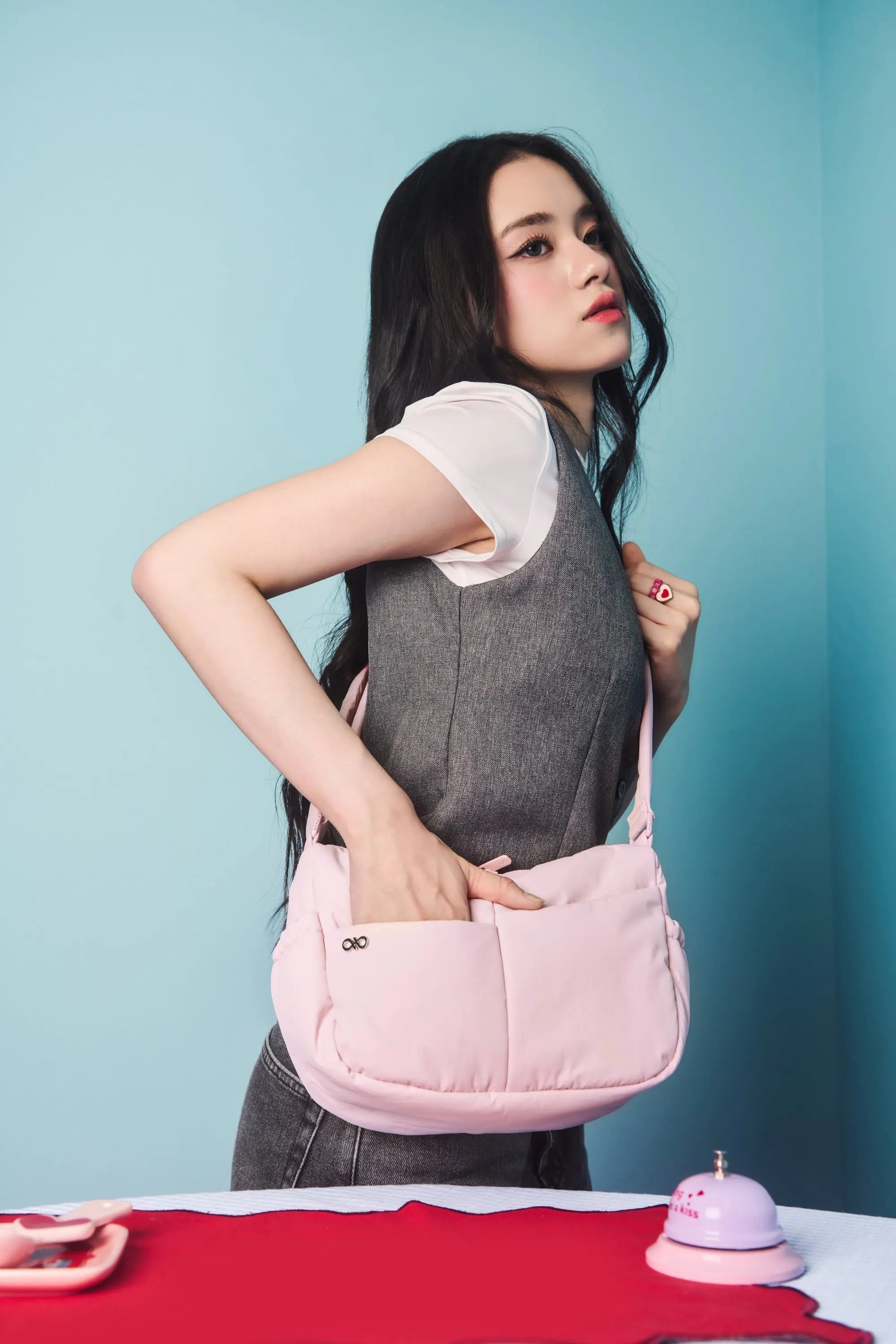 MINI SIGNATURE POCKET CROSSBODY BAG IN POSH BLOOM PINK 
